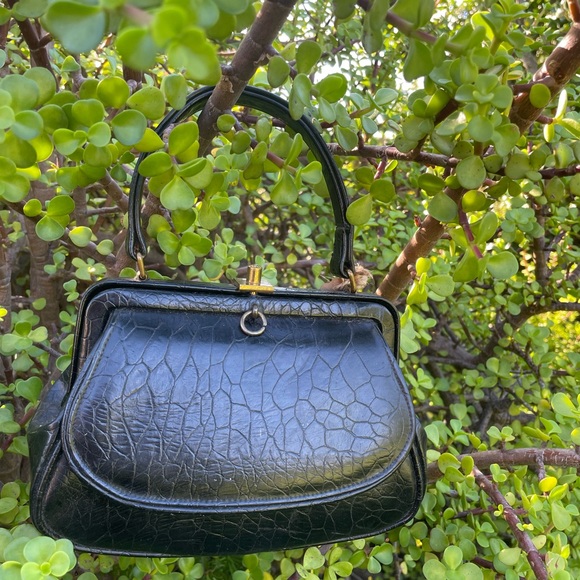 Vintage black mini Handbag with mirror - Picture 4 of 6